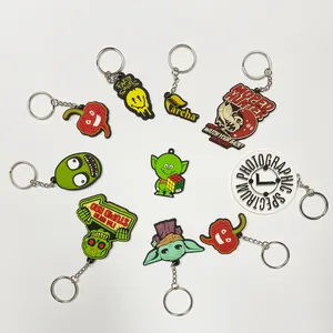 Keychain Pvc Factory Promotion Rubber Key Chains Key Holder Custom Shape 2D Or 3D Soft Pvc Key Rings White Rubber Keychain Cartoon Set