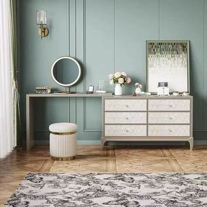 Modern <b>Bedroom</b> Dresser Set with Mirror Wooden Dressing Table Set Adjustable <b>Vanity</b> Desk - Product Image 3