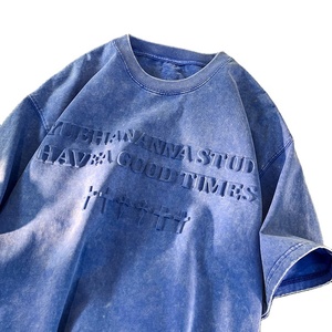 Camiseta Personalizada de Corte Regular para Hombre, 100% Algodón Tejido, Sólida, Gruesa, Lavada con Ácido, Estilo Vintage, Transpirable, Ecológica, de Secado Rápido - Product Image 1