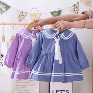 Vestido japonês e da coréia popular para meninas, roupas estilo navy com gola, mangas compridas e vestido para meninas 2022