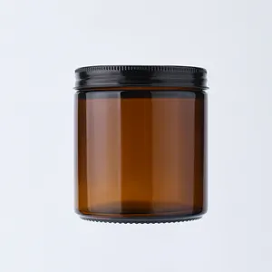Pot en verre pour bougie crème pot en verre clair brun avec couvercles en aluminium noir 50ml 100ml 150ml 250ml 500ml