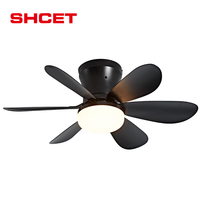 Ventilateur de plafond LED moderne avec 6 pales, source LED E27, silencieux, pales amovibles, design droit