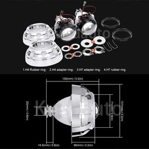CQL-lente de Faro de 2,5 pulgadas, lente de proyector HID <span class=keywords><strong>Bi</strong></span> <span class=keywords><strong>Xenon</strong></span> H1 H4 <span class=keywords><strong>H7</strong></span> con cubierta plateada Apollo 3,0 - Product Image 4
