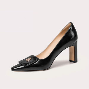 Scarpe con tacco alto da donna con tacco alto da donna con tacchi alti in <span class=keywords><strong>pelle</strong></span> di mucca Modulare nero elegante personalizzato - Product Image 1