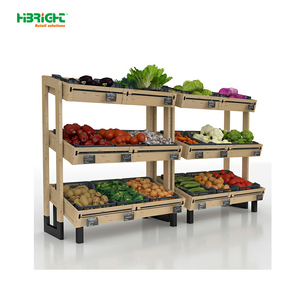 Robusto Espositore Verticale a 3 Ripiani in Legno per Frutta e Verdura - Product Image 6