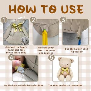 Bulk Cute Beige Teddy Bear Foil <b>Balloon</b>, Metallic Neutral Themed for Baby Shower Kids Birthday Party <b>Decor</b> - Product Image 5
