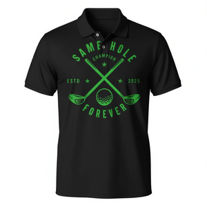 T-shirt promotionnel et polo pour enterrement de vie de garçon et enterrement de vie de jeune fille, motif '2025 Forever Same Hole Golf' - Product Image 2