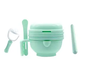 9pcs/set Baby Food Maker Safe PP Infant Solid Feeding Food Supplement Feeding Grinding Bowl Manual Fruit Puree Grinder