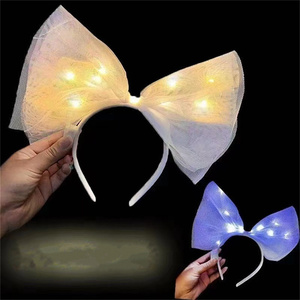 Nhiều màu LED <span class=keywords><strong>Light</strong></span>-up Bow Headband sáng Chuột Bow-Knot công chúa vương miện headdress tóc Hoop ban nhạc cho Phục sinh đám cưới bên - Product Image 2