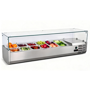 Cocina comercial personalizada, fruta, ensalada, preparación, mesa, escaparate, refrigerador, tapa de acero inoxidable, temperatura única, Digital - Product Image 2