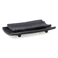 Vaisselle de restaurant japonais Assiette à sushi en mélamine rectangle noir de 9.5 pouces
