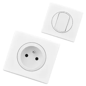 K500 CB European white PC screwless 16A french socket and usb charger wall switch socket for wholesale