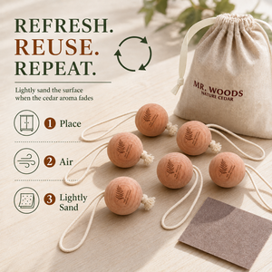 Boules de bois de cèdre (6 pièces) – Boules aromatiques en bois pour rangement et organisation – Vente en gros pour détaillants et tiroirs de placard - Product Image 2