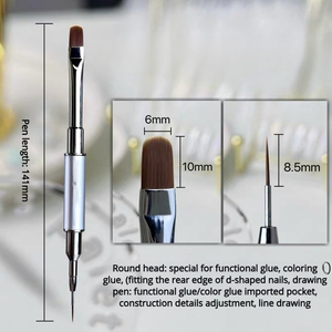 Porte-stylo en métal, pinceau à ongles double tête, pinceau professionnel pour la peinture d'art des ongles, pinceau pour le gel UV, pinceau de dessin pour la manucure en salon - Product Image 4