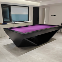 Moderner 2-in-1 Billard- & Tischtennistisch 8FT Massivholz-Schieferplatte Poolbillard mit Queue Familien-Spaßzentrum