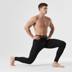 Haute élastique Sport pantalon pour hommes Polyester sport pantalon pantalon séchage rapide Fitness entraînement entraînement Jogging cyclisme hommes Leggings - Product Image 4