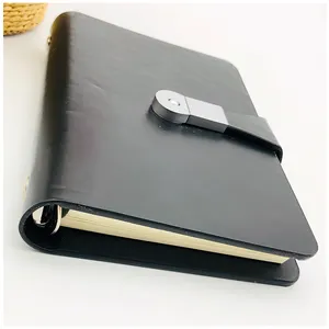 Murah a6A5a4 ukuran dapat disesuaikan penutup kulit notebook daun longgar dengan fiksasi magnetik Usb