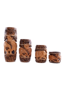 Vases en bois sculptés à la main en forme d'éléphant, décoration traditionnelle ronde pour la maison, ornement de table d'intérieur, pièce d'art pour le salon - Product Image 4