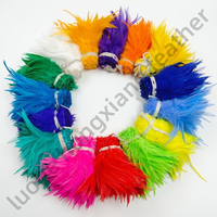Plumes de coq enfilées de 6 à 8 pouces pour la fabrication de mouches de pêche, plumes de selle, plumes de hackle pour accessoires de costumes de carnaval et de festival en Inde