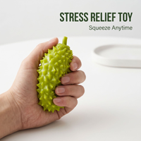 Durian Squishy Fidget Toy, Stekelige Fruit Stressbal, Realistisch Zacht TPR Ontspannings Speelgoed voor Kinderen & Volwassenen