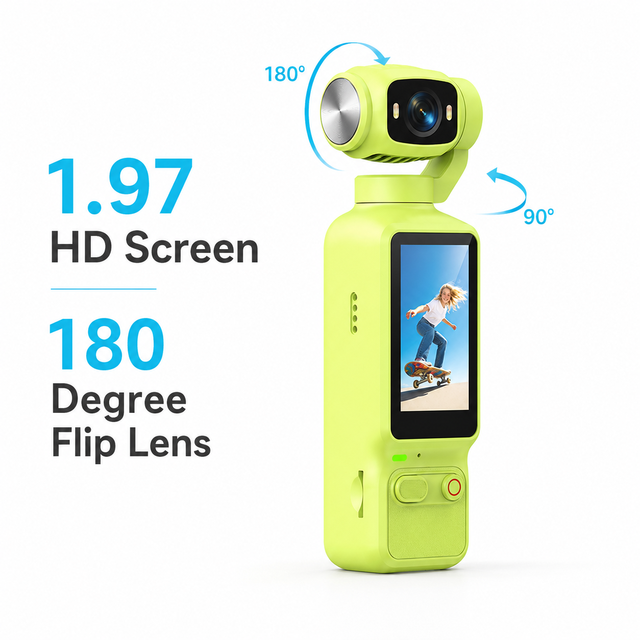 Compact Pocket Video Camera 1080P High Definition Screen 1800mAh Battery 64G TF Card for Outdoor Recording Vlog Camera