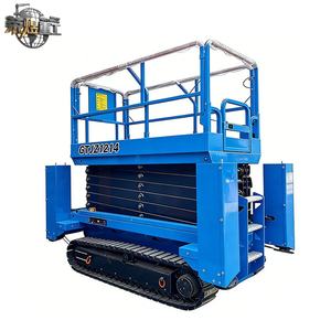 מעלית מספריים ניידת מסוג זחל, חשמלית הידראולית, שולחן עבודה קטן, גובה פלטפורמה מקסימלי 20 מטר, כושר הרמה 100 ק\"ג - Product Image 2