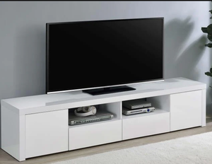 <span class=keywords><strong>YIFAN</strong></span> Meuble <span class=keywords><strong>TV</strong></span> Moderne Peinture Blanche Brillante avec Panneau de Rangement Offre Spéciale Meubles de Salon en Bois pour Usage Domestique - Product Image 1