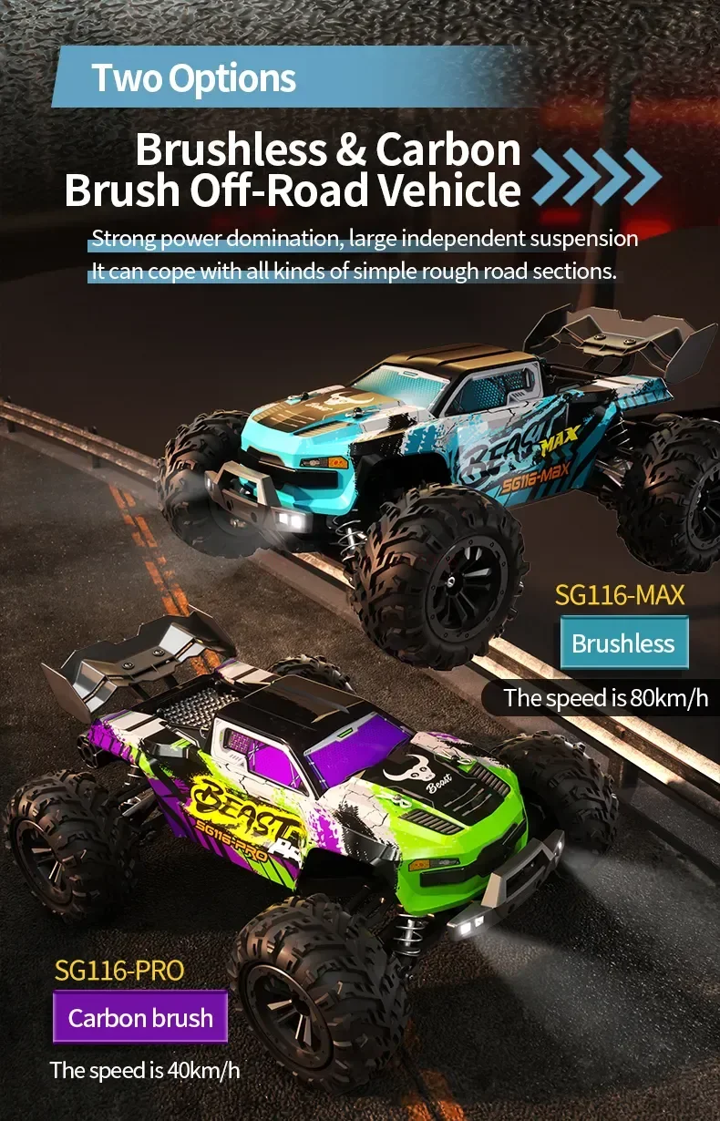 ZLL SG116 PRO & MAX Brushless RC Car 1:16 4WD, High Speed 40-80KM