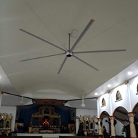 Ventilateur de plafond industriel HVLS à 6 pales de 20 pieds avec moteur et boîte de vitesses à aimant permanent sans balais 220V/380V Garantie de 3 ans