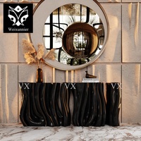 Prix de gros Élégant Design artistique Bois Massif Métal Or Table Console Entrée Luxe