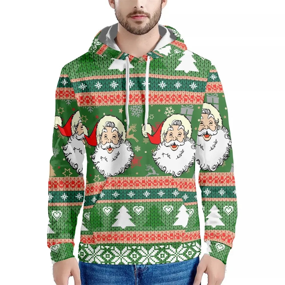 Winter Cute Santa Merry Christmas Clothing and Christmas Decor Print On Demand Customized Your Logo Men's Hoodies & Sweatshirts