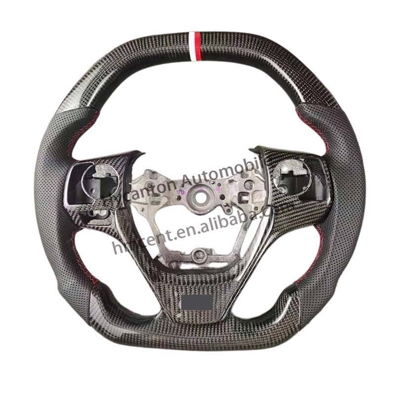 Black leather+carbon fiber+red white return mark+red stitching