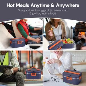 Portapranzo elettrico portatile con riscaldamento automatico in acciaio inox scalda alimenti per lavoro e auto e alimentazione a batteria - Product Image 3
