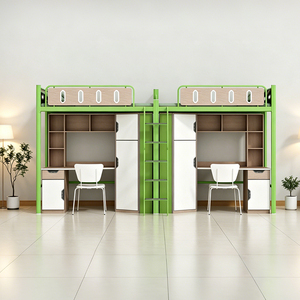 Lit mezzanine en métal robuste avec bureau d'ordinateur intégré et étagère, lit superposé pour dortoir étudiant, mobilier scolaire universitaire - Product Image 6