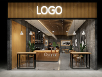 Comptoir de café-restaurant avec éclairage LED, armoires en bois écologiques, personnalisable pour les espaces de vente au détail