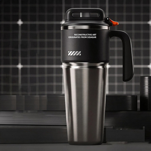 1000ml Cyberpunk Style Vacuum Insulated Bottle Large Capacity Ice <b>Cup</b> <b>One</b>-click Lid with Handle Straw Car Tumbler Tea Strainer - Product Image 3