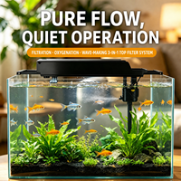 Filtre supérieur d'aquarium silencieux 3-en-1 personnalisé avec pompe à eau 15W 25W pour filtration d'aquarium, oxygénation et création de vagues, OEM disponible