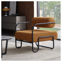 Nouveau best-seller Design minimaliste Fauteuil canapé simple en fer pour salon décontracté en velours teddy