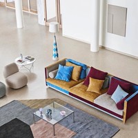 Sofá Modular Danés de Diseño Nórdico con Combinación de Colores en Tela Multicolor, Estilo Pequeño, con Esponja Artística de Madera