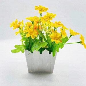 Pot de fleurs artificielles Qi Xing 18 cm, fleurs en soie, décoration intérieure, style clôture - Product Image 4