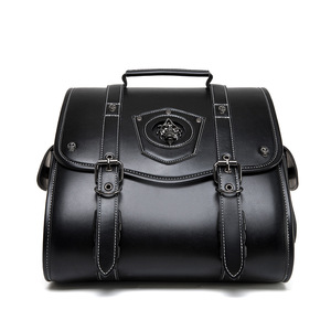 Sacoches de <span class=keywords><strong>moto</strong></span> Davidson <span class=keywords><strong>vintage</strong></span> rétro punk en cuir PU, sacs latéraux compatibles avec la plupart des motos tout-terrain, pièces de bagages arrière - Product Image 3