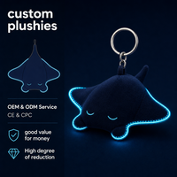 Porte-clés en peluche Raie manta lumineuse de luxe, breloque porte-clés thème nuit