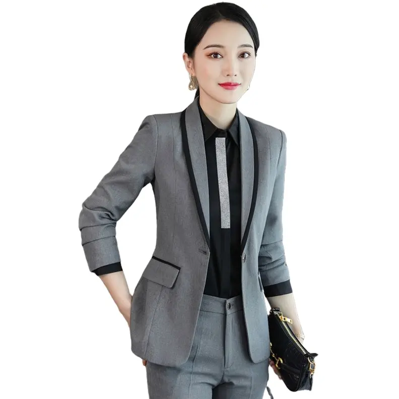 Grosir Setelan 2 Potong Pakaian Wanita Bisnis Berkualitas Tinggi Setelan Fashion Formal Wanita Kantor Blazer dan Celana Pakaian Kerja