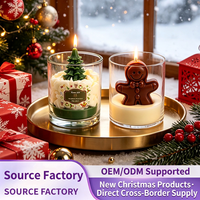 Bougie parfumée de Noël personnalisée, faite à la main en cire de soja, bougie en forme de sapin de Noël et de bonhomme en pain d'épices, décoration de Noël pour la maison, cadeaux OEM ODM