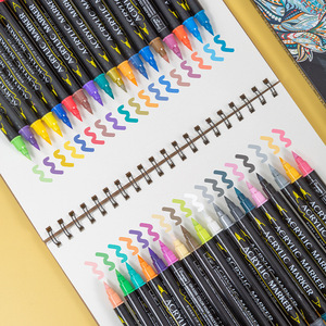 Rotulador de pintura acrílica suave en 24 colores, venta al por mayor, rotuladores de <span class=keywords><strong>tela</strong></span> con tiza, punta de pincel - Product Image 3