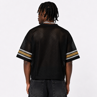 T-shirt de football en maille à col en V 100 % polyester coupe oversize et carrée imprimé lettres style hip-hop personnalisable avec logo vente en gros