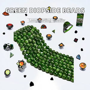 Perles rondes en diopside vert chromé naturel de haute qualité Kelingna AAA 8 mm certifiées GIC pour la fabrication de bijoux - Product Image 2