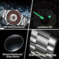 Montre à quartz FTTPON Lucky Poker, jeu de la roulette russe, Dieu des joueurs, montre-bracelet de luxe étanche en acier inoxydable pour hommes, Reloj