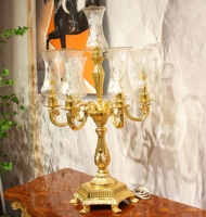 Lampe de table en cristal et cuivre doré de style rétro européen, décoration artistique de luxe pour hôtel, maison, baptême, mariages, cadeau