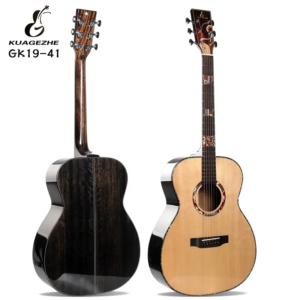 GK19-41 פופולרי דק אקוסטית גיטרה KUAGEZHE 40 אינץ מכירה לוהטת חדש עיצובים Ukulele גיטרה